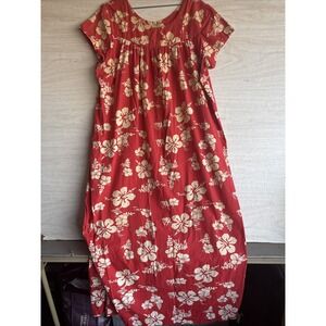 red and beige floral print Ui-Maikai muʻumuʻu Sz XL